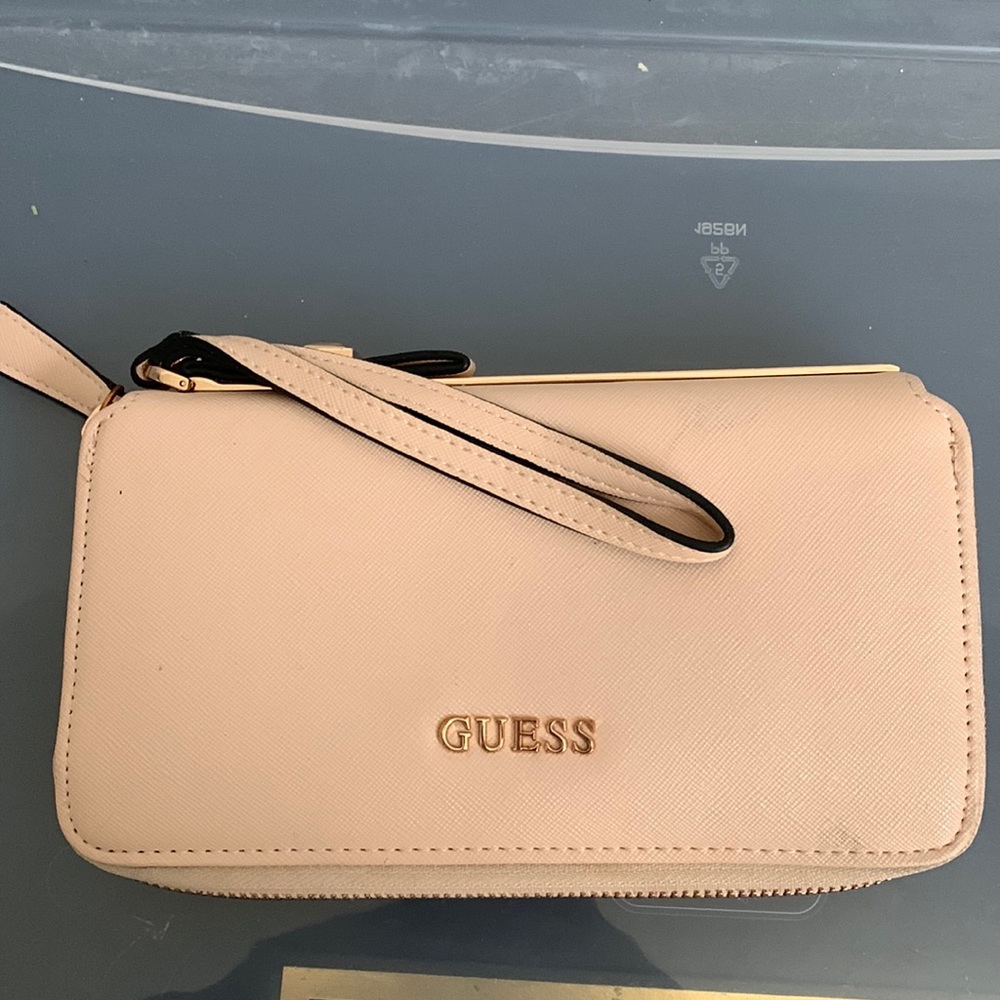 Rose gold leather Guess wallet